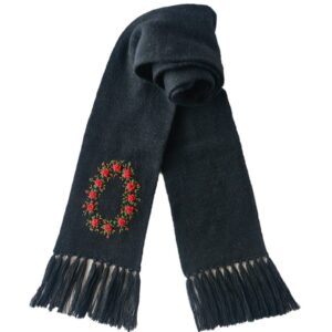 villane kootud sall ROSE käsitikandiga must