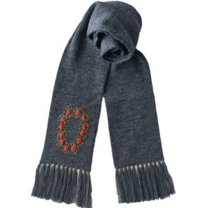 villane kootud sall ROSE käsitikandiga tumehall