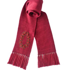 villane kootud sall ROSE käsitikandiga veinipunane