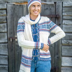 Naiste villane kampsun Northland valge/sinine