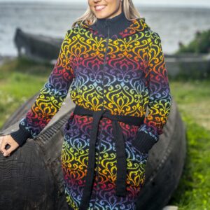 Naiste villane kootud kardigan Artistic Rainbow