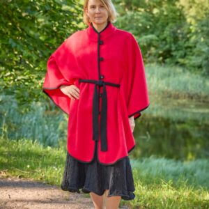 Naiste villane poncho ANGELA punane