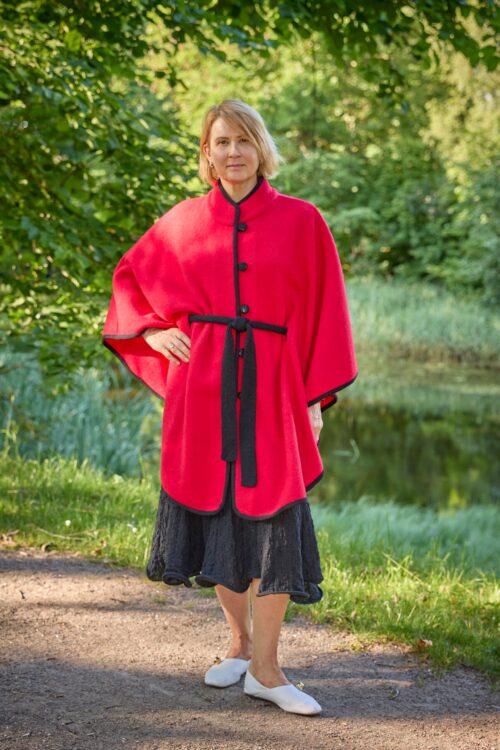 Naiste villane poncho ANGELA punane