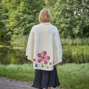 naiste villane poncho Lotta värviliste lilledega selg